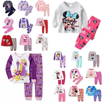 Kids Toddler 2Pcs Long Sleeve Character Pyjamas Pjs Set Girls Nightwear Outfits • $16.99