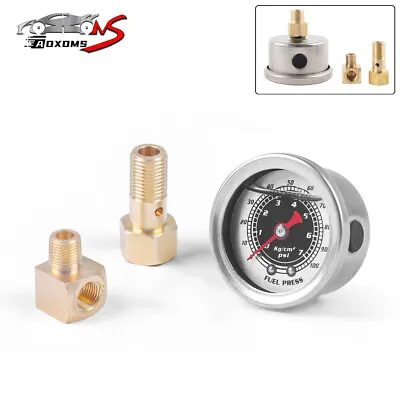 Fuel Pressure Gauge Liquid Filled Meter 1/8 NPT 100PSI For VMS Honda Acura Civic • $12.49