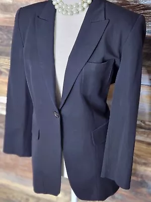 Vertigo Paris France Cotton Black Peak Lapel Blazer Jacket Size 12 *EXCELLENT* • $37.12