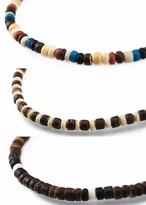 Men Women Surfer Choker Necklace Bracelet Anklet Coco 5mm Natural Wood Beads • $5.33