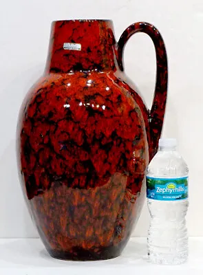 HUGE 15 ! WEST GERMAN POTTERY Floor Vase MID-CENTURY MODERN Fat Lava SCHEURICH • $274.95