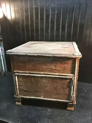 Antique Wood Shoe Shine Box Foot Stool Storage Chest 16in Square • $157.50