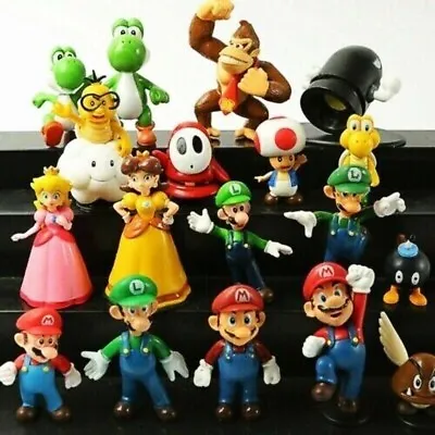 18Pcs Super Mario Mini Figure Kid Toy Action Figures Collection Brithday Gift • £10.29