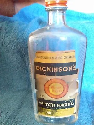 $12.99 • Buy Vintage Dickinson's Witch Hazel Glass Bottle (metal Cap) And Liquid
