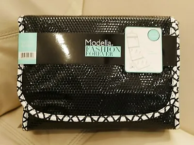 New Wt Modella Cosmetic Make Up Travel Bag Large Black With Hanger Fitted Valet • $22