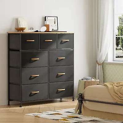 Large Dresser For Bedroom With Chest Of 9 Drawers For Closet Living Room Black • $88.99