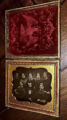 Eagle Case Daguerreotype Photo Man & 7 Women - Mormon? Antique 1850s Rare 1800s • $1380