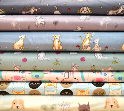 Cats & Dogs Fabric 100% Cotton Fabric - GOTs Organic Cotton • £4.99