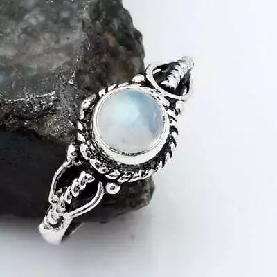 Rainbow Moonstone Gemstone Ethnic Handmade Ring Jewelry US Size-8 AR-12584 • $0.99