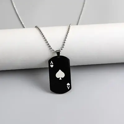 Vintage Playing Card Ace Of Spades Stainless Steel Viking Pendant Necklace Gift • $9.98