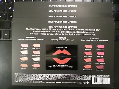 Mac New ' Devoted To Chili ' Moisture Matte Powder Kiss Lipstick Sample Card • $2.50