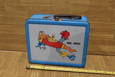 £9.99 • Buy 2016 Mr.Men Vintage Looking Metal Lunchbox/Tin Rustic Look Rocket On Front Blue