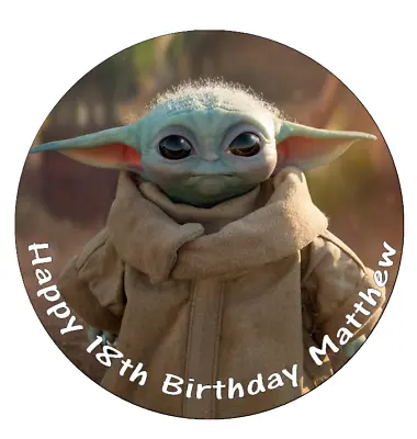 Baby Yoda Star Wars Mandalorian Personalised Cake Topper Edible Wafer Paper 7.5  • £2.70