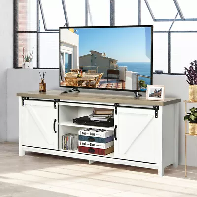 $213.95 • Buy Giantex TV Cabinet Entertainment Unit Industrial TV Stand Storage Shelves Rustic