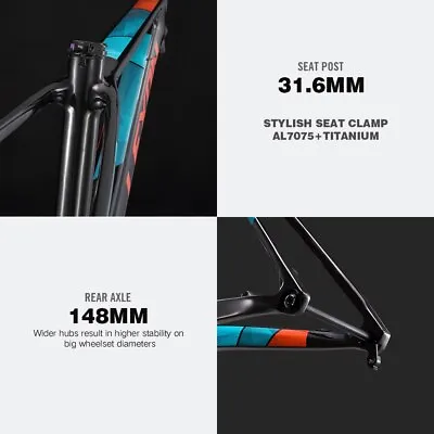 Carbon MTB Frame Mountain Bike FOR Bicycle Part 15/17/19inch 38T 29*2.35 • $835.96