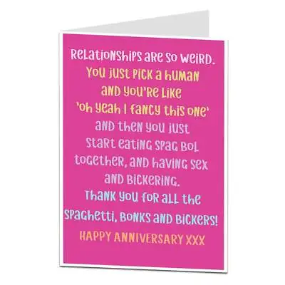 £2.99 • Buy Funny Anniversary Card Wedding Relationship Husband Wife 1st 2nd 5th 10th