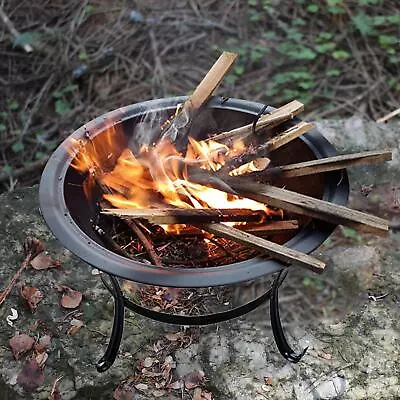 Wood Burning Firepit Portable With Cover Log Grate Fireplace Heater Fire Bowl • $145.42