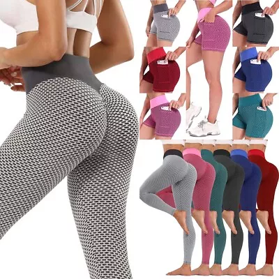 $23.95 • Buy Women Quality Yoga TikTok Leggings Fitness Push Up Hight Waist Pants Sports Gym