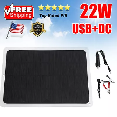 22W Solar Panel 12V Trickle Charger Battery Charger Kit Maintainer Boat RV Car • $14.29