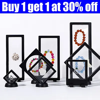 3D Floating Display Frame Clear Film Coin Cosmetic Jewellery Holder Box Stand • £4.74