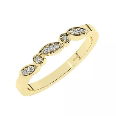 18K Yellow Gold Prong Set 100% Natural Round Cut Diamond Half Eternity Ring • £420.16