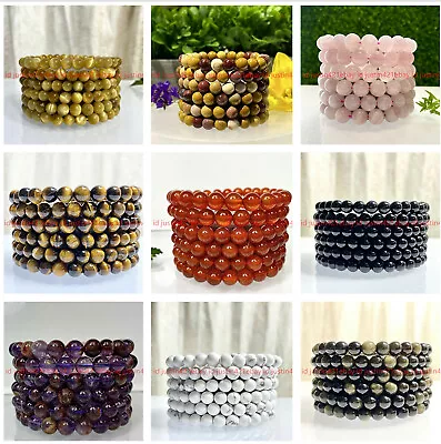 Wholesale Lots 6 Pcs 7.5  Natural Crystal Healing Gemstone Stretch Bracelet • $14.39