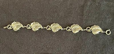 Vintage Danecraft Sterling Silver Leaf Link Bracelet 7.5  • $58