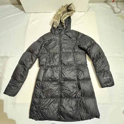 Eddie Bauer Goose Down Jacket Women Parka  Lodge Long Winter Coat Black Fur  • $100