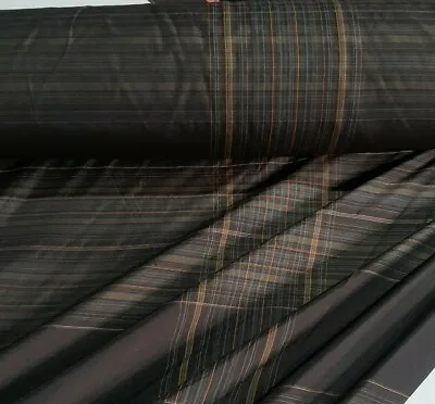 Checked Taffeta Fabric Brown Colour 55  Wide Sold By Metre • £5.49