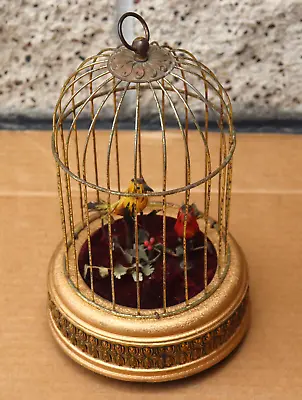 Vintage Bird Cage Music Box Automaton 10  Two Birds Singing (For Repair) • $500