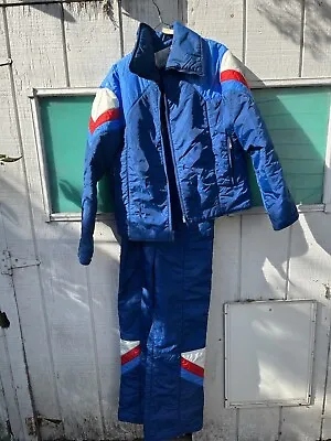 Rare Vintage 1970s Ski-snow Swing West Striped Nylon Overalls & Jacket XL • $150