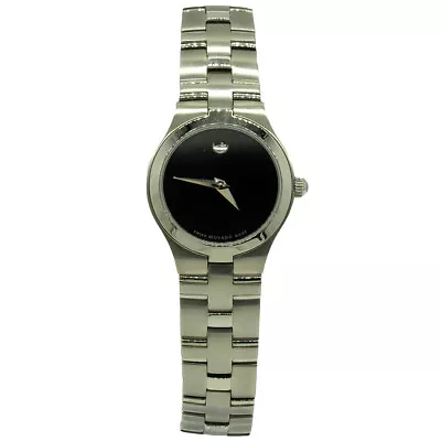 Movado Ladies Juro 0605024 24mm Stainless Steel Black Dial Watch • $450