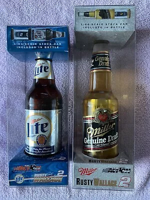 Lot Of 2 Action #2 Rusty Wallace Miller Genuine Draft & Miller Lite Bottle. NIP. • $24