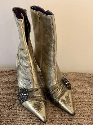 Steve Madden Mid Calf Length Metallic Bronze Boots Size8B US Upper Leather • $35