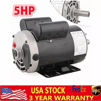 5 HP 3450 RPM Electric Motor Compressor Duty 143T Frame 1 Phase 208-230 Volts • $162.45