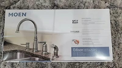 Moen 87042SRS Edison Spot Resist High Arc Kitchen Faucet W/ Sidespray+Soap Disp • $123.97