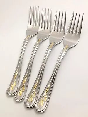 Lenox GOLDEN HOLIDAY Glossy 18/8 Stainless 4 Salad Forks Flatware • $42.50