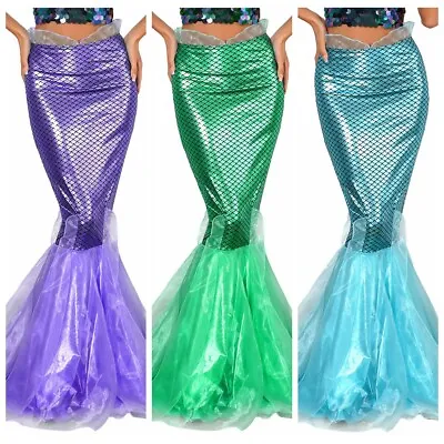 Women High Waist Mermaid Tail Costume Maxi Skirt Cosplay Party Long Wrap Skirts • $21.38