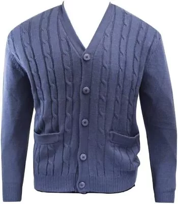 NWT XLT X-Large Tall Navy Heather Premium Cable Knit Cardigan Button Up Sweater • $39.95
