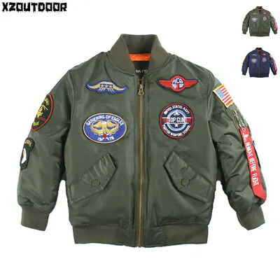 $41.99 • Buy Kids Toddler Grils Boys MA 1 Bomber Jacket Military Pilot Flight Outerwear Coats