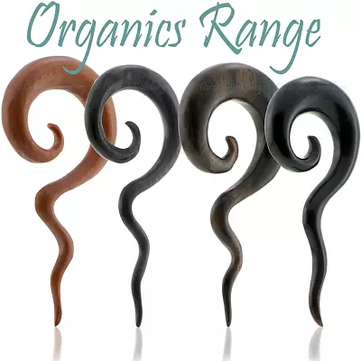 Wood Spiral Ear Plug Snake Tail Horn Taper Stretcher For Stretched Body Piercing • £6.68