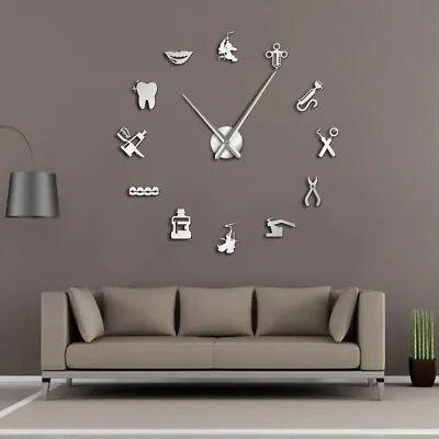 Dental Clinic Wall Clock DIY Oversized Needle Mirror Dentist Decorative Watches • $29.49