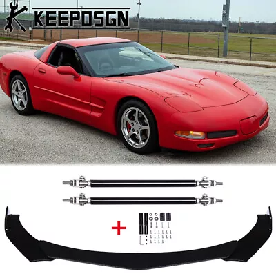 For Chevy Corvette C5 Gloss Front Bumper Lower Lip Splitter Spoiler + Strut Rods • $65.54