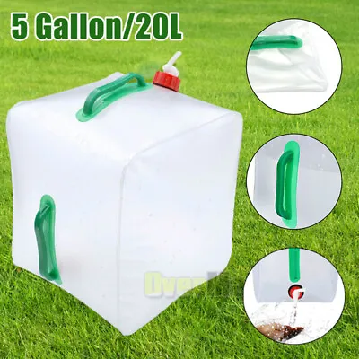 Collapsible Water Container With Spigot 5 Gallon 20L Camping Water Storage Jug • $13.83