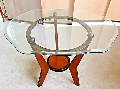 Steve Silver Co Mid Century End Table W Beveled Glass Top Saxony Boomerang Legs • $149.99