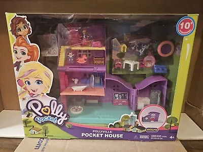 Polly Pocket Pollyville Pocket House Playset With 2 Mini Dolls 10+ Pieces • $39.95