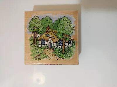 Stampendous WOODED COTTAGE Cabin House Forest Rubber Stamp Wood Mount 3 X 3.25  • $4.86