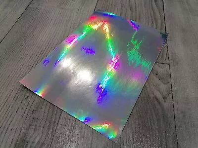 £3.70 • Buy Permanent Self Adhesive CHROME HOLOGRAPHIC Sticker Vinyl. A4 Craft Sign Cricut