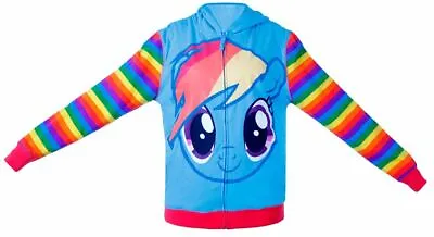 Adult Mens Cartoon Show My Little Pony Rainbow Dash Striped Zip Up Hoodie • $39.95