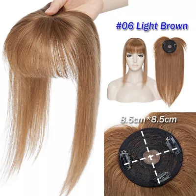 Balayage 130% Topper Hairpiece Women Real Remy Human Hair Silk Base Toupee Wig F • $35.55